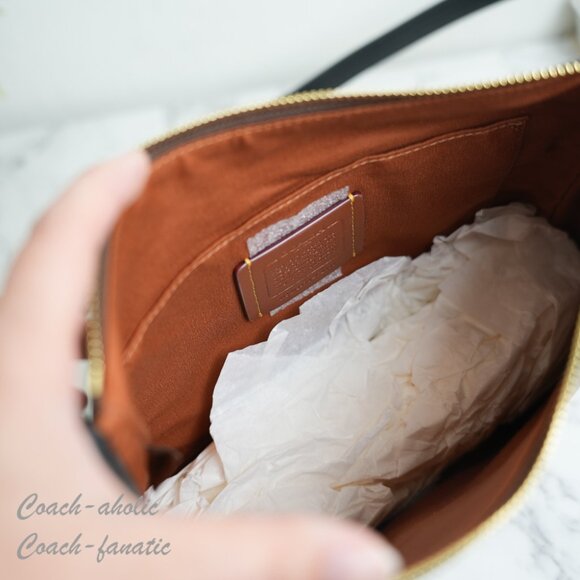 Coach CZ177 Ellie File Bag In Signature Canvas Tan/Black - Picture 13 of 13